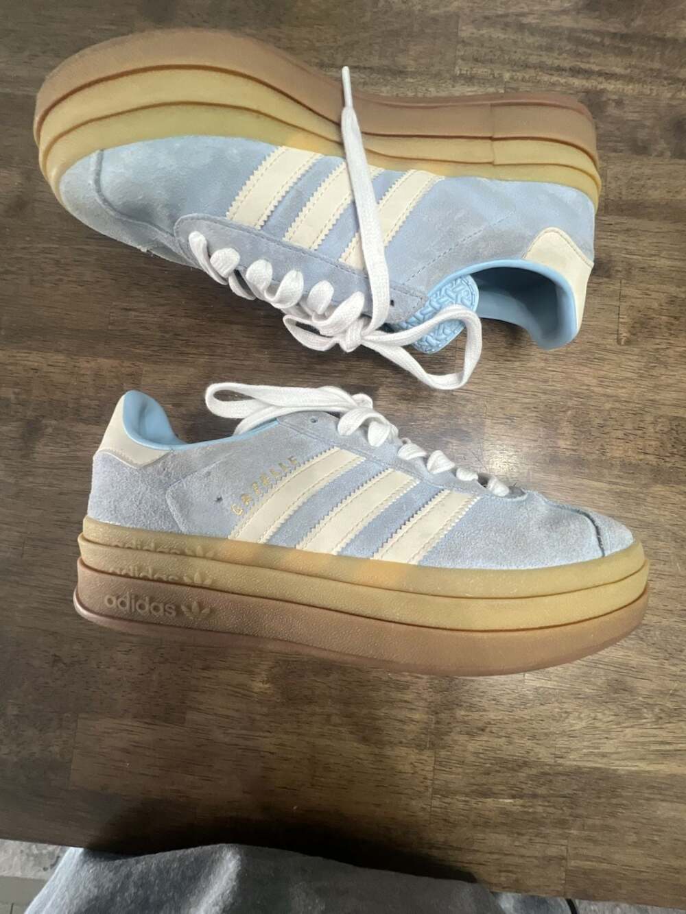 Adidas Gazelle Bold Sneakers Crystal Sky Chalk Pearl Platform Shoes women’s 9